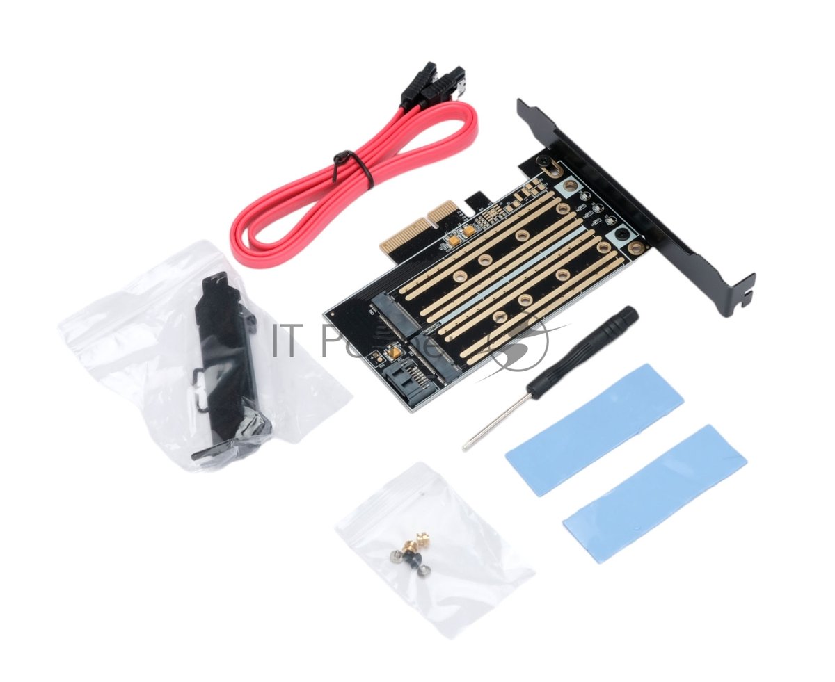 Адаптер Gembird для двух SSD M.2 (NVMe+SATA) в разъем PCI-e MF-PCIE-NVME-SATA, коробка