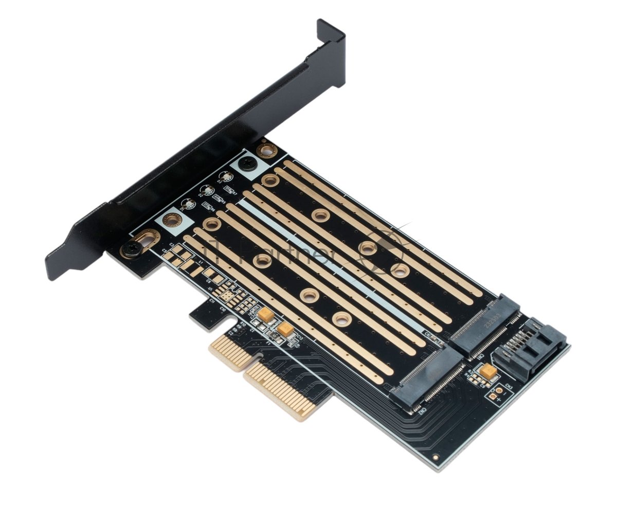Адаптер Gembird для двух SSD M.2 (NVMe+SATA) в разъем PCI-e MF-PCIE-NVME-SATA, коробка