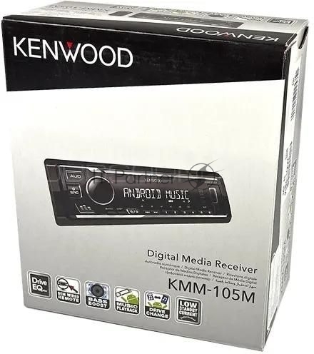 Автомагнитола Kenwood KMM-105M, 1 DIN, USB Type-A, AUX, съёмная панель