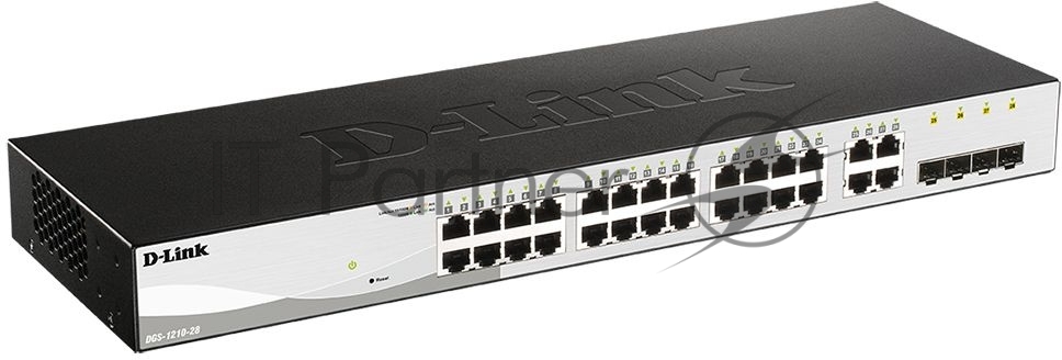 Коммутатор D-Link DGS-1210-28/FL2A, 24×1 Гбит/с + 4×1 Гбит/с Combo, настраиваемый