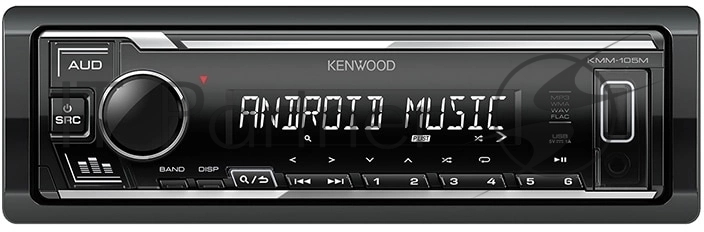 Автомагнитола Kenwood KMM-105M, 1 DIN, USB Type-A, AUX, съёмная панель