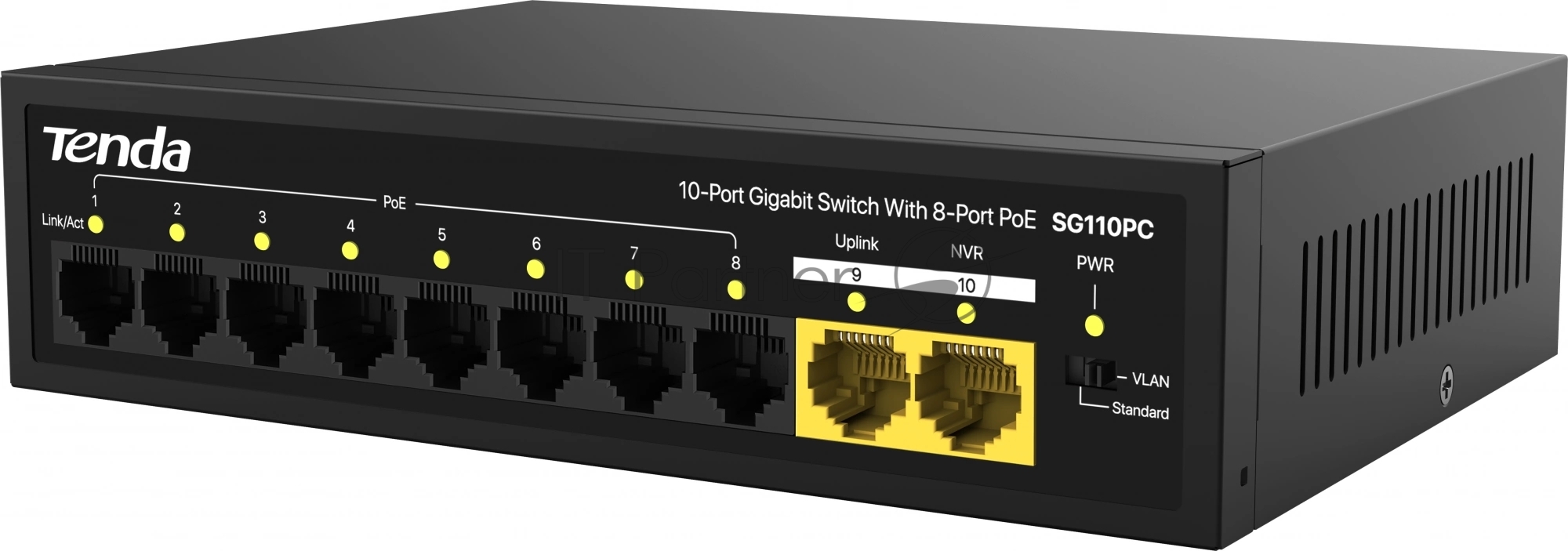 Коммутатор Tenda SG110PC, 8×1 Гбит/с PoE + 2×1 Гбит/с Uplink, неуправляемый