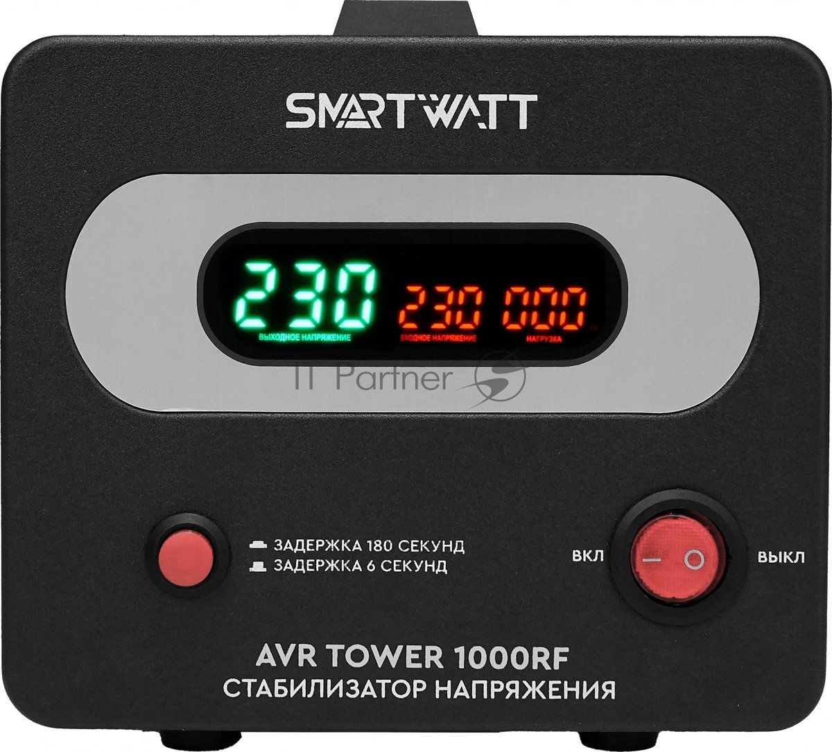 Напольный стабилизатор напряжения SMARTWATT AVR TOWER 1000RF (140W - 260W, 1000VA, 1 кВт, 50-60 Гц, розеток - 1, LED-дис