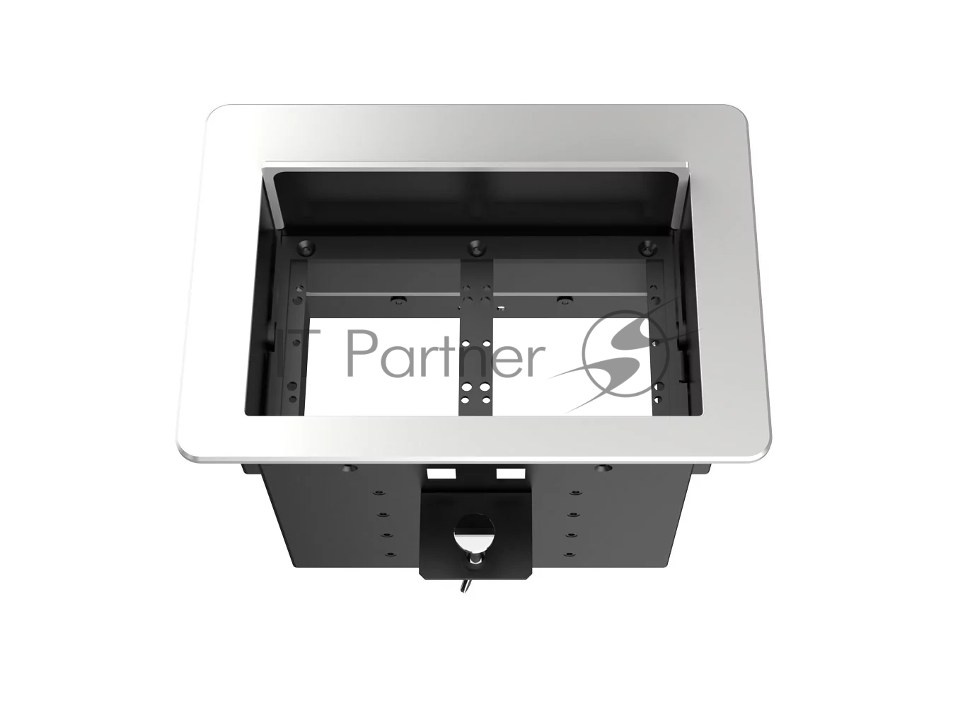 Прямоугольный металлический корпус Wize Pro [WRTS-06BOX-S] для модульной системы врезного лючка в стол с убирающейся крышкой для установки до 6 модулей-вставок, преустановленная рамка, серебристый