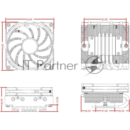 Кулер для процессора ID-COOLING IS-40-XT черный 92мм алюминий/медь 2800rpm 35.2db 4-pin 95W 47мм