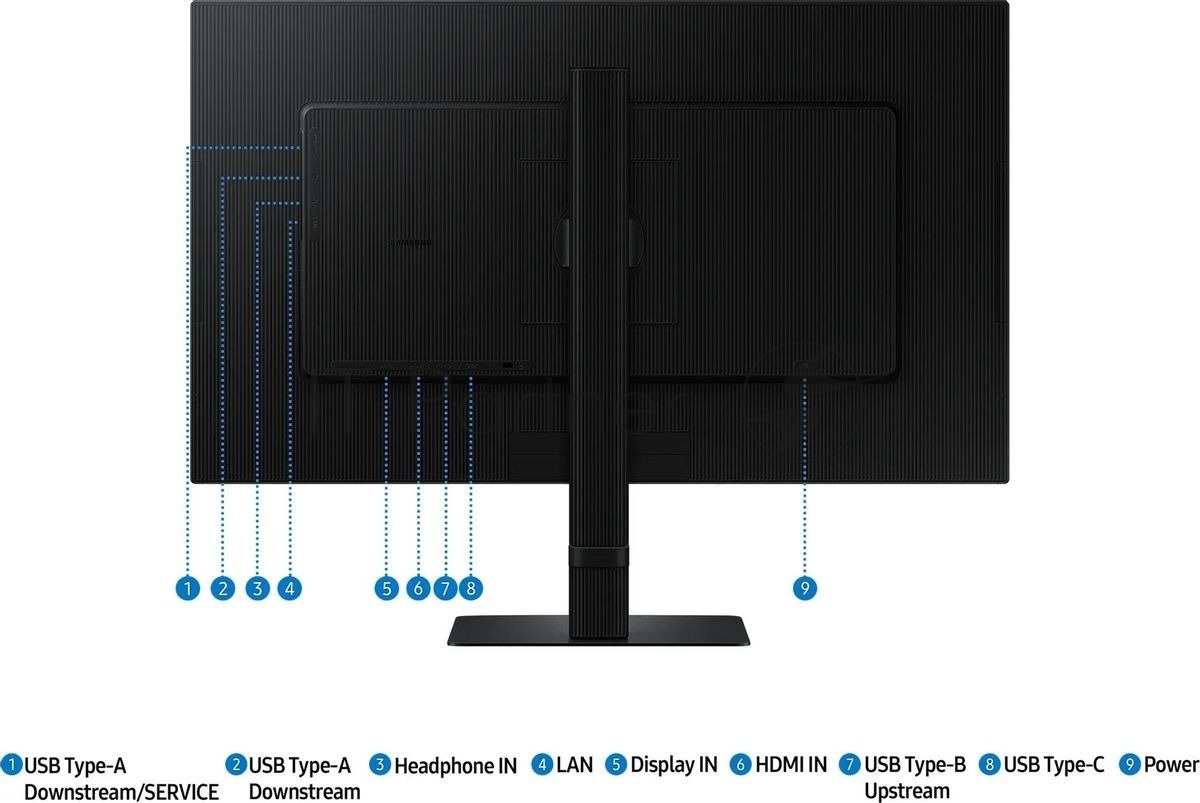 Монитор 27" Samsung ViewFinity S8 S80UD LS27D804UAIXCI IPS 3840x2160, 60 Гц, 5 мс, 16:9, 350 кд/м², 1xHDMI, 1xDP, 1xUSB-C, 3xUSB-A 3.2 Gen 1, 1x3.5 мм, черный