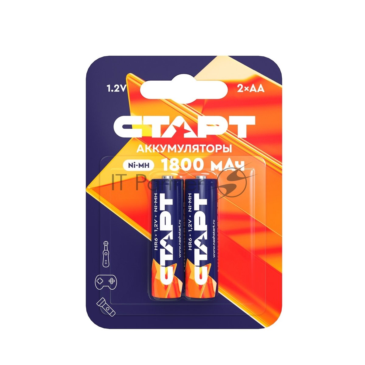 Аккумуляторы СТАРТ HR6 AA 1800mAh Ni-MH BL2 24/384, AA, 1800 мА·ч, 2 шт. в блистере