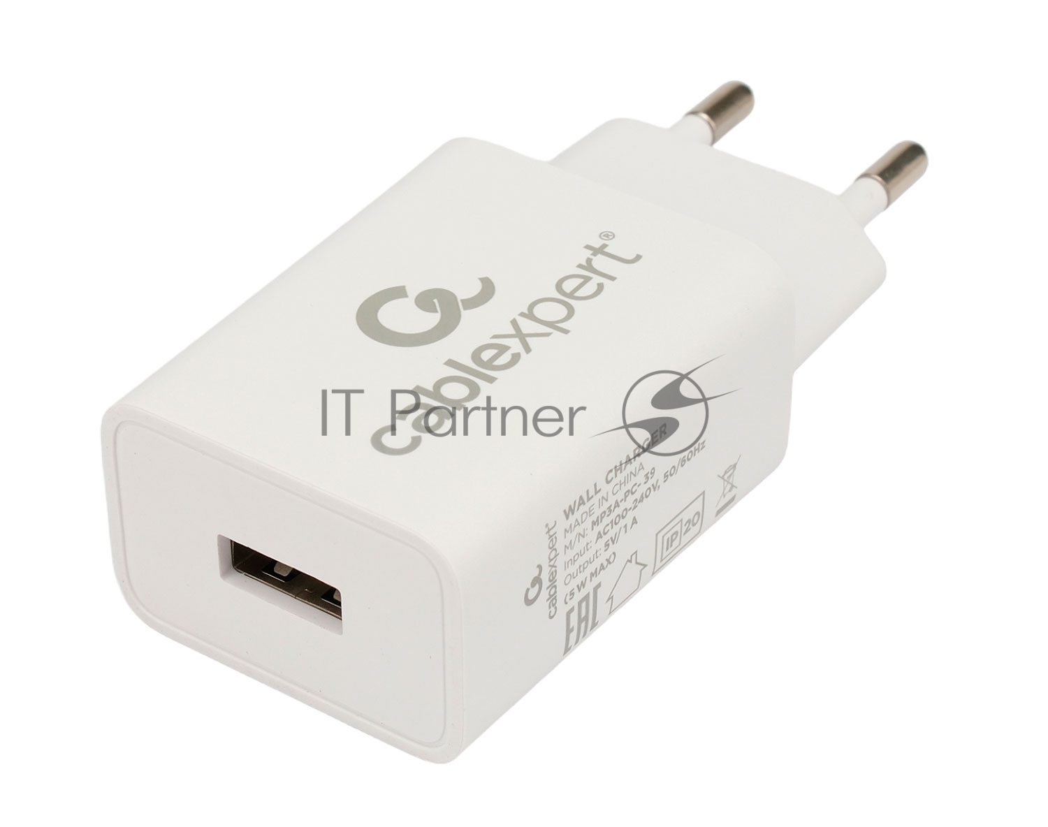 Сетевое зарядное устройство Cablexpert MP3A-PC-39 100/220V - 5V USB 1 порт, 1A, белый