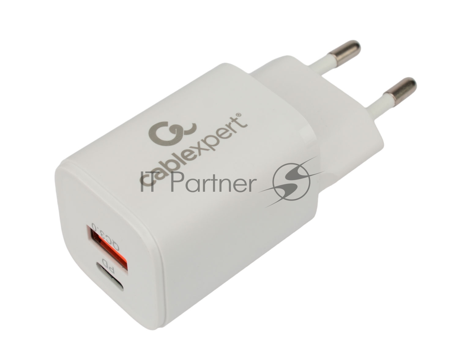 Сетевое зарядное устройство Cablexpert MP3A-PC-42, 30Вт, быстрая зарядка QC3.0/PD, 2 порта: USB и Type-C, белый, пакет