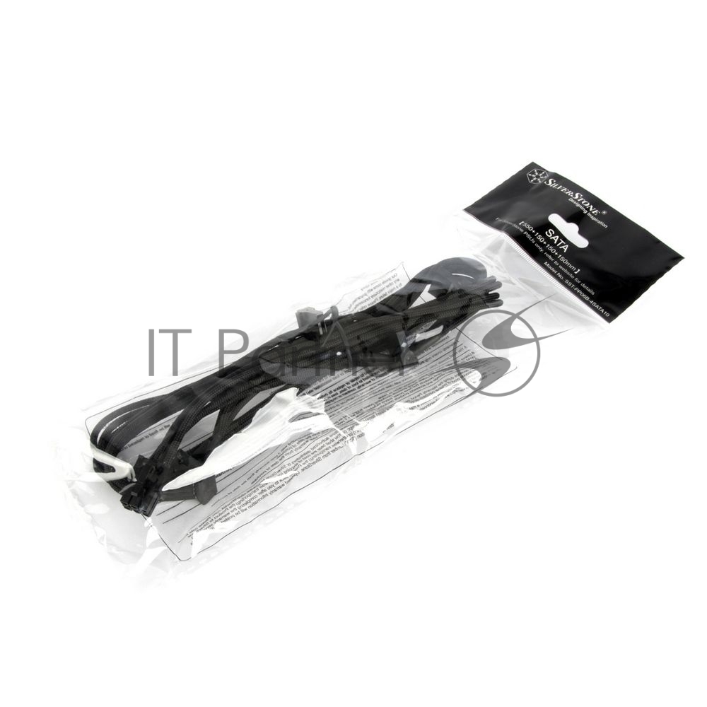 Кабель питания SATA SilverStone, 6-pin EPS -> 4 x SATA, 1 м, цвет чёрный, PP06B-4SATA10