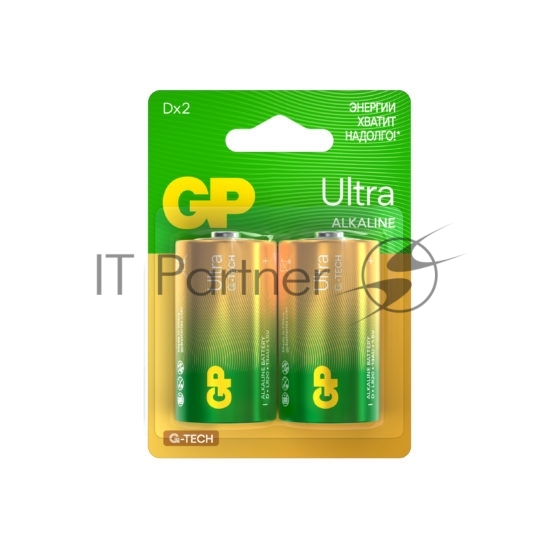Алкалиновые батарейки GP Ultra Alkaline G-Tech 13А типоразмера D - 2 шт. на блистере