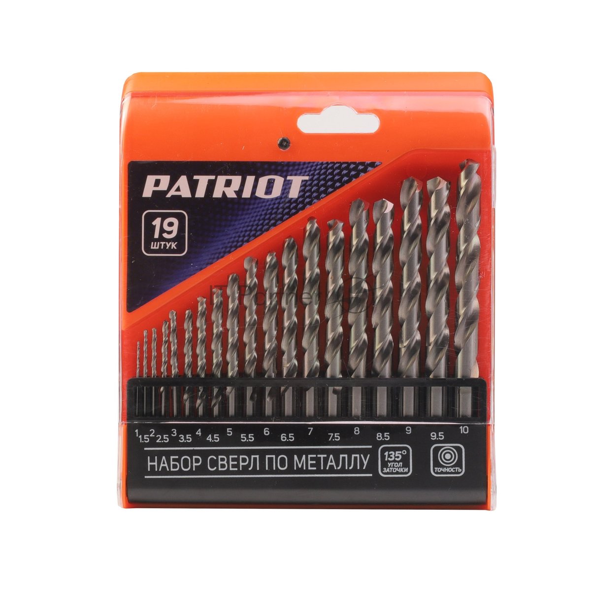 Набор сверл по металлу PATRIOT, HSS, 19 шт №1: 1,0-10,0 мм, в пластиковом боксе