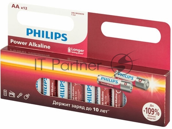 Элемент питания алкалиновый AA/LR6 1.5В Power (блист. 12шт) Philips Б0064661