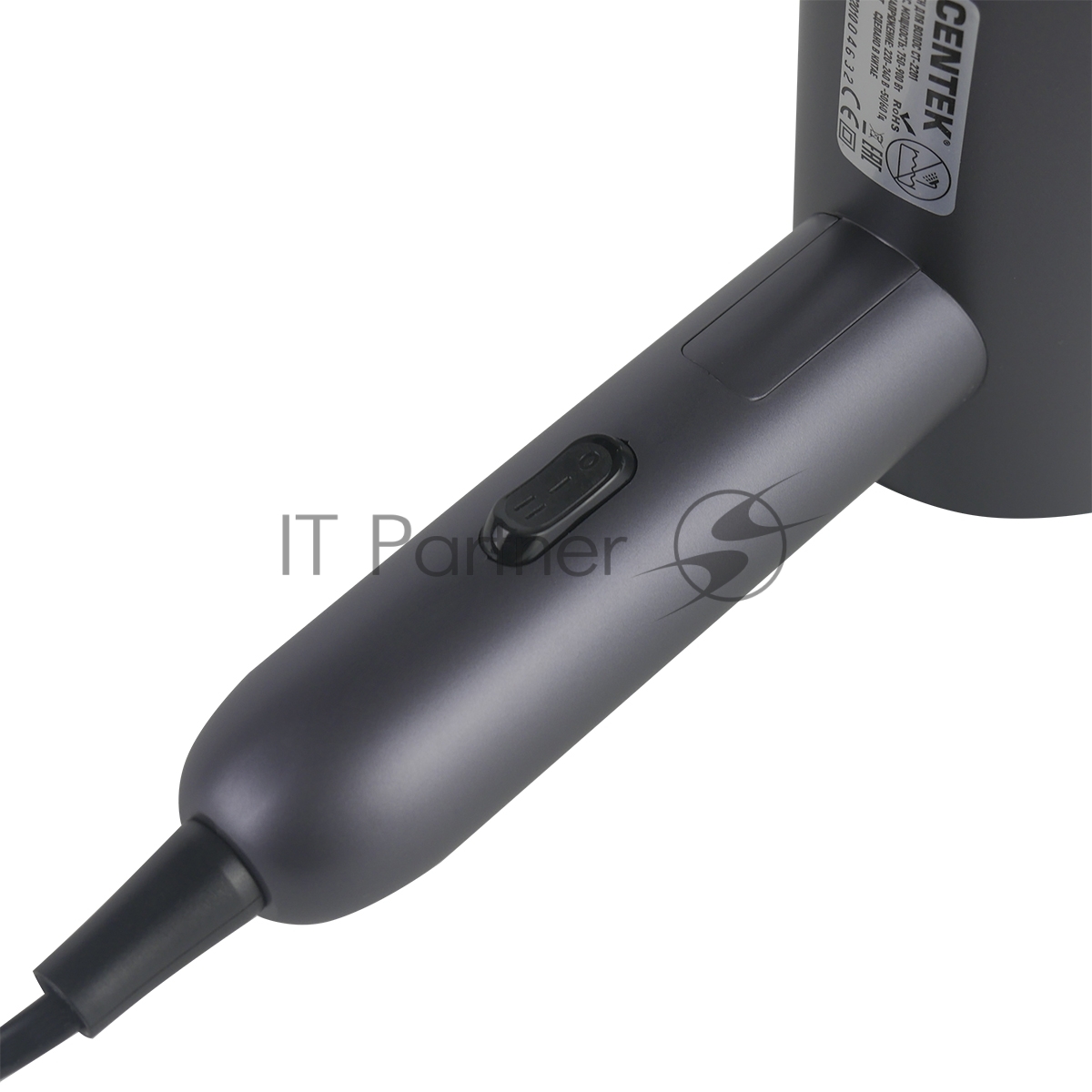 Фен Centek CT-2201 серый, 900 Вт, компактный, ионизация