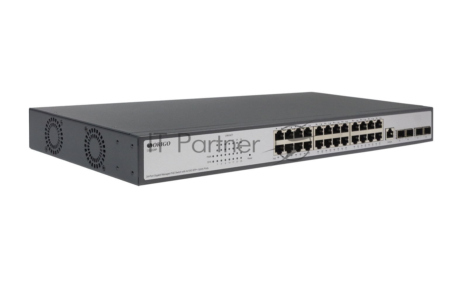 Коммутатор ORIGO OS3228P/370W/A1A, 24×1 Гбит/с PoE + 4×10 Гбит/с SFP+, управляемый