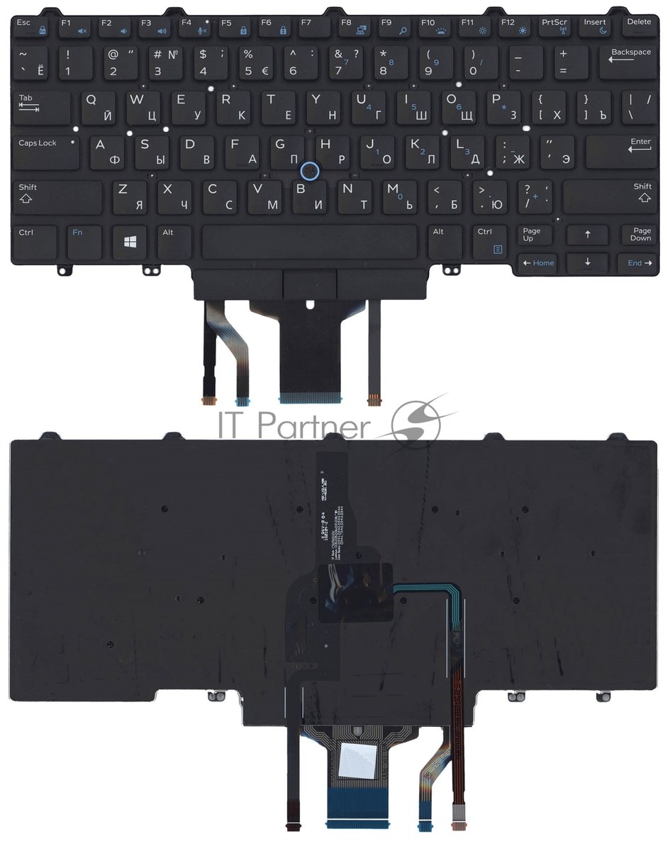 Клавиатура для ноутбука Dell Latitude E5470 E7470 черная с подсветкой и указателем