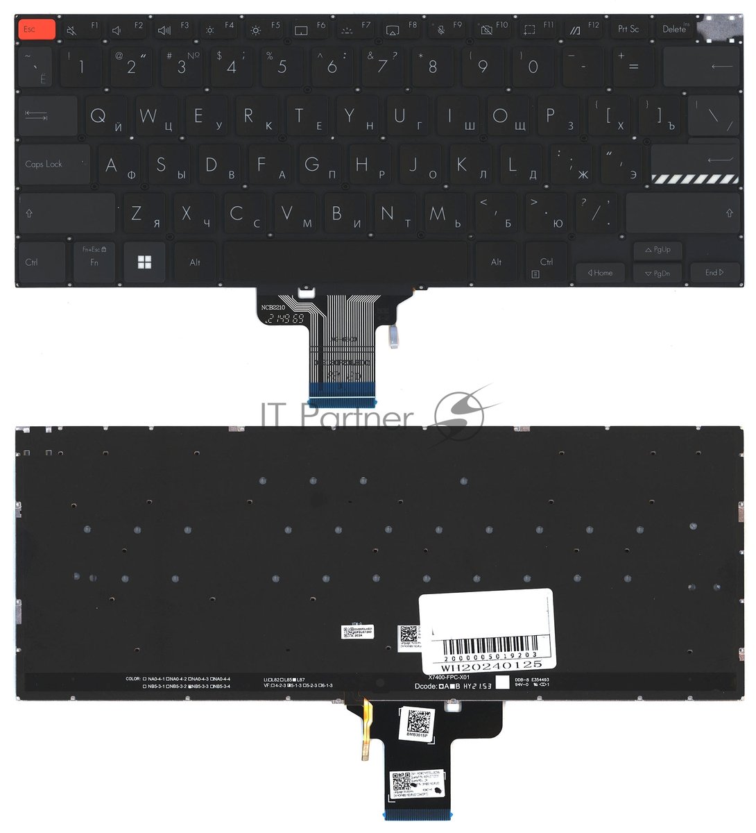 Клавиатура для ноутбука Asus Vivobook Pro 14 X3400 черная с подсветкой