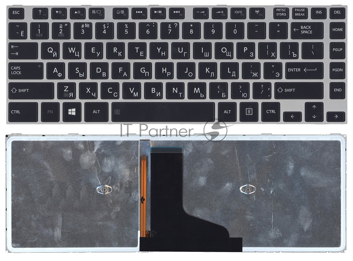 Клавиатура для ноутбука Toshiba M40T черная с серой рамкой и подсветкой