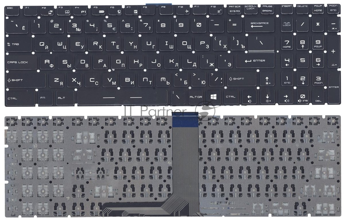 Клавиатура для ноутбука MSI GT72 GS60 GS70 GP62 GL72 GE72, черная с белой подсветкой