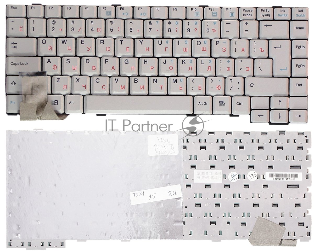 Клавиатура для ноутбука Packard Bell 7521 6020 6021 серая