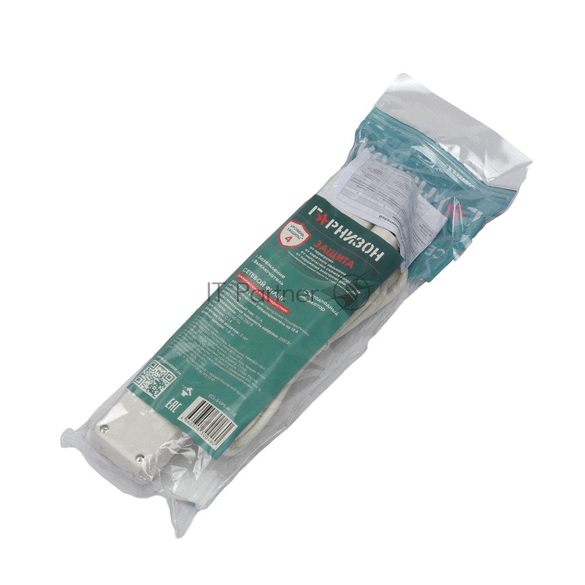 ECL-5-UPS-W-1.8 Сетевой фильтр Гарнизон ECL-5-UPS-W-1.8, для ИБП, 5р, 10А, 1.8м, ур.защиты 4,  белый,  пакет