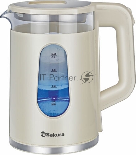Чайник электрический Sakura SA-2735W 2,0л,стекло/пластик,белый