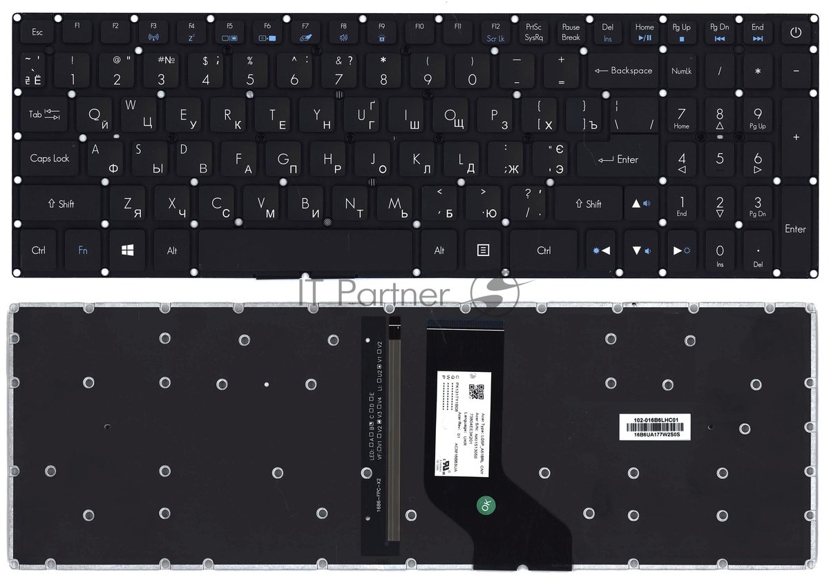 Клавиатура для ноутбука Acer Predator Helios 300 G3-571 черная с подсветкой