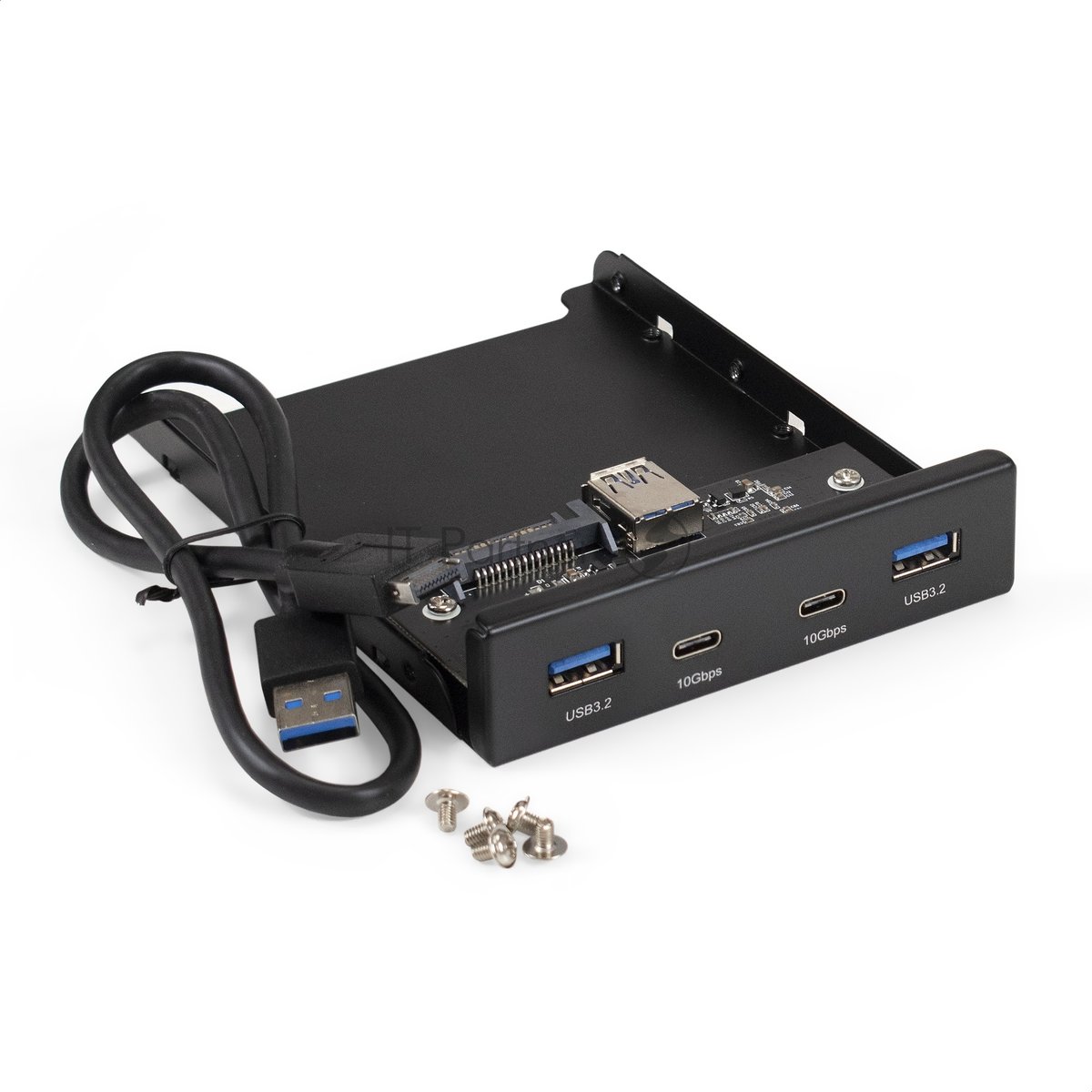 Exegate EX297553RUS  Планка USB на переднюю панель ExeGate U3H-622, 3,5", 2*TypeA +2*TypeC (USB 3.2 Gen2 (SuperSpeed USB 10Gbps), черная, металл, подсоединение к мат. плате)