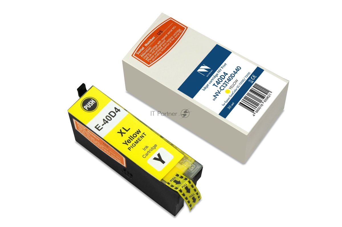 -/ Струйный картридж NV Print T40D4 (NV-C13T40D440) Yellow для Epson SureColor SC-T5100/T3100 (50 мл) совместимый