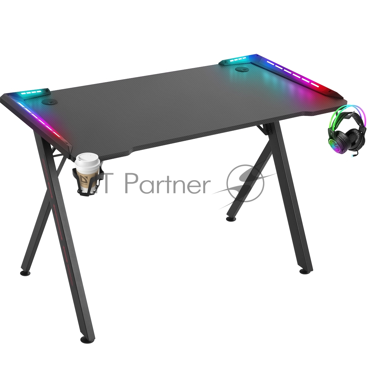 Игровой компьютерный стол Gamer RGB,подвес круж+гарн.,черн,120 DEFENDER (64330)