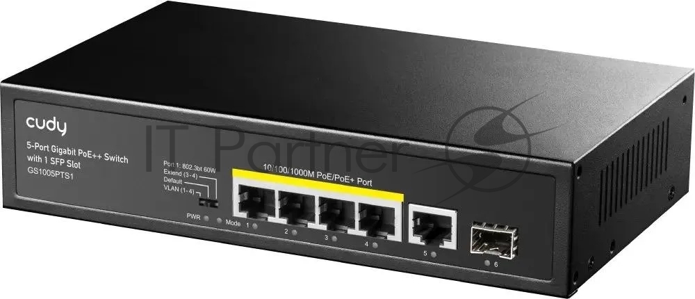 Коммутатор Cudy GS1005PTS1, 5×1 Гбит/с, 1×1 Гбит/с SFP
