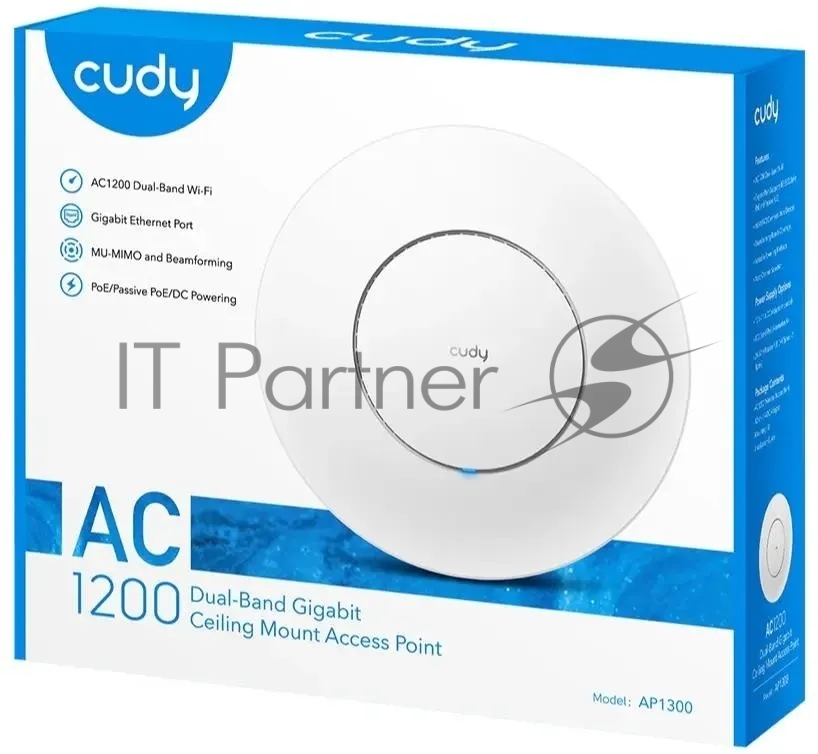 Точка доступа CUDY AP1300, AC1200, Dual Band, PoE, потолочная