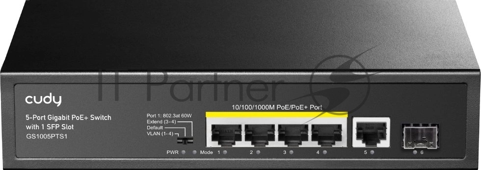 Коммутатор Cudy GS1005PTS1, 5×1 Гбит/с, 1×1 Гбит/с SFP