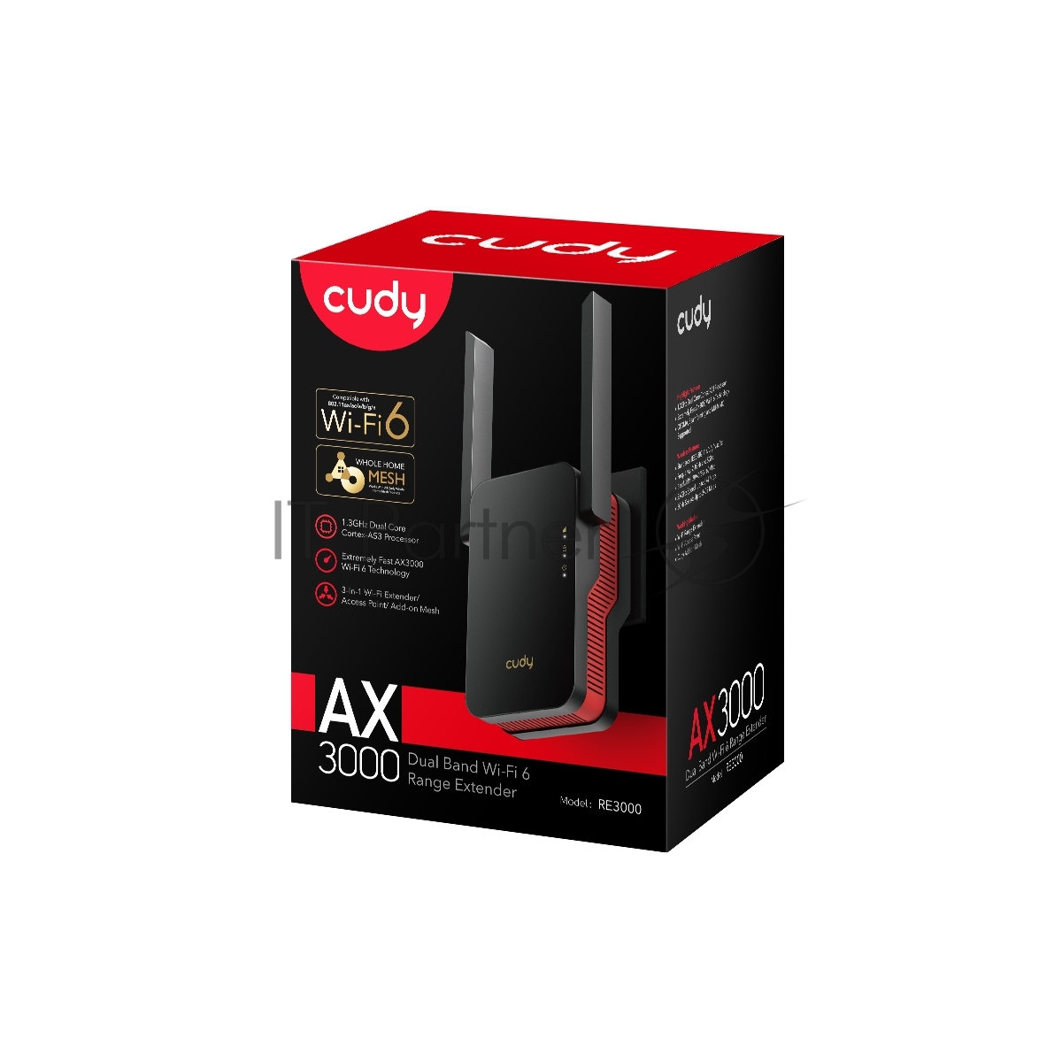 Повторитель беспроводного сигнала Cudy RE3000 AX3000 Wi-Fi черный