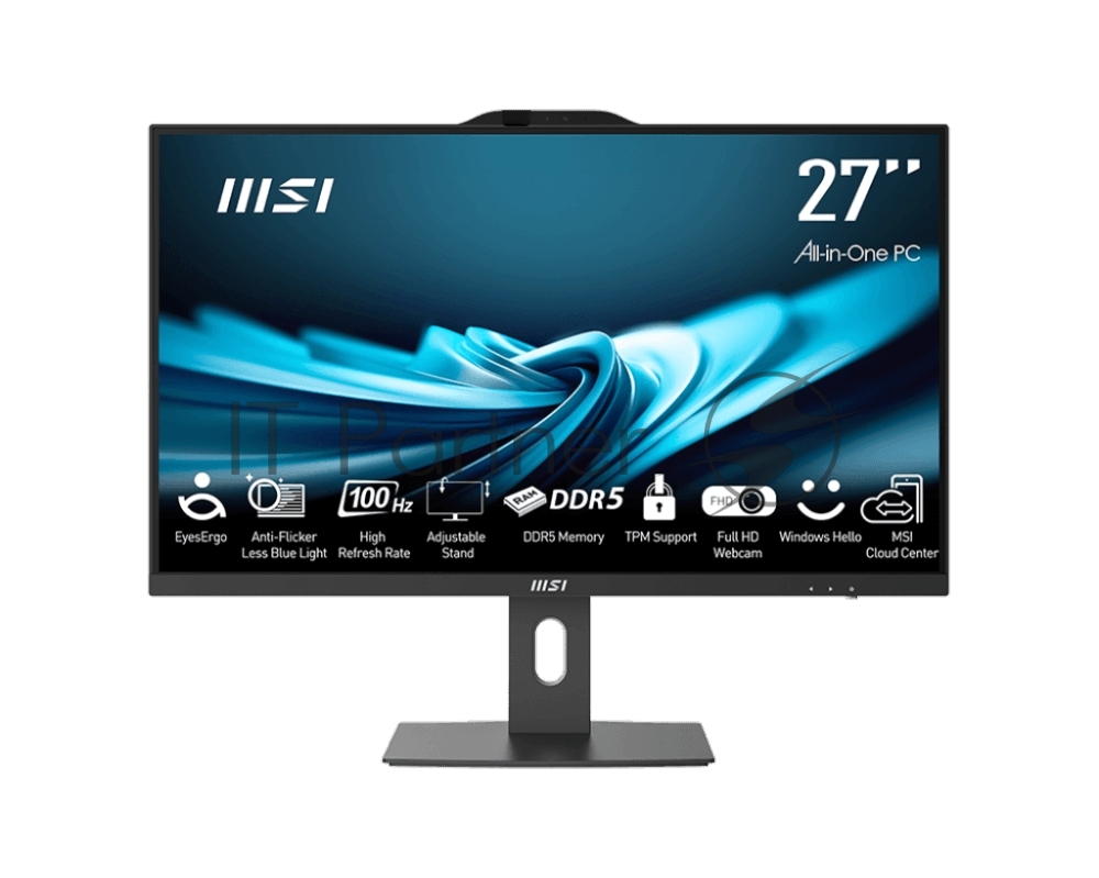 Моноблок MSI Pro AP272P 14M AiO 27" FHD(1920x1080)IPS AG Non-touch, Core i5-14400 (2.5GHz), 16Gb DDR5(2x8Gb), 512Gb SSD M.2, Intel UHD,WiFi,BT,camera, WirelessKB&mouse Eng/Rus,No OS,1y war-ty, черный (9S6-AF8321-802)