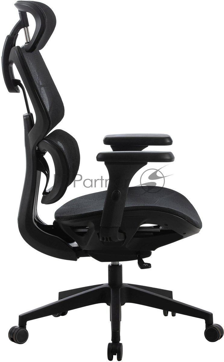Кресло Cactus CS-MC555-BK черный, сетка, 150 кг, подголовник, регулируемые подлокотники, механизм качания