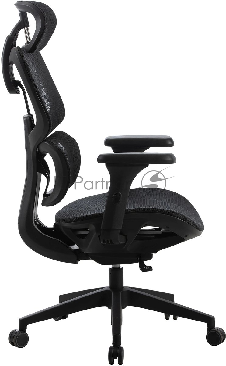 Кресло Cactus CS-MC555-BK черный, сетка, 150 кг, подголовник, регулируемые подлокотники, механизм качания