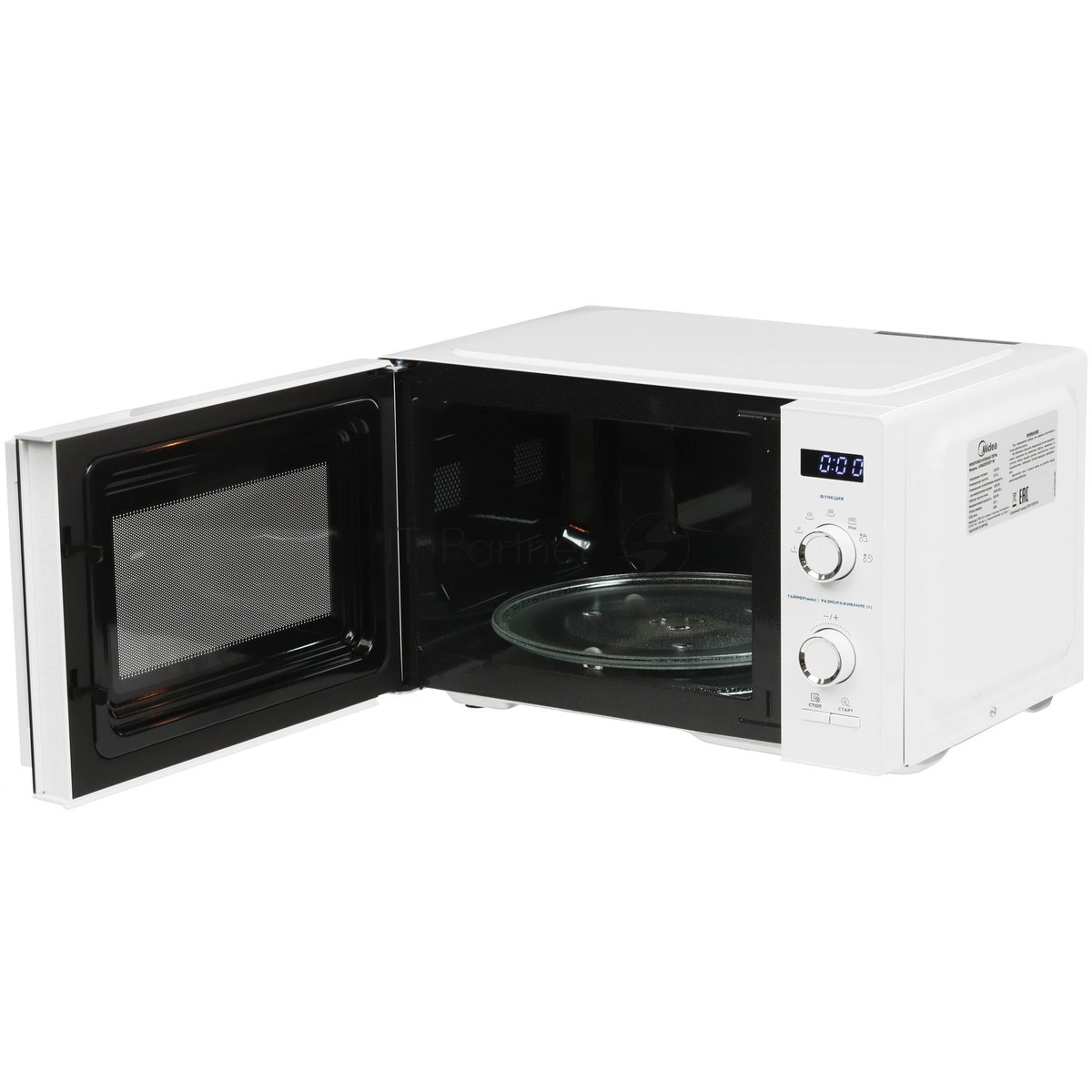 Микроволновая печь Midea AM825P2ET-W белый, 25 л, 800 Вт, переключатели - кнопки, поворотный механизм