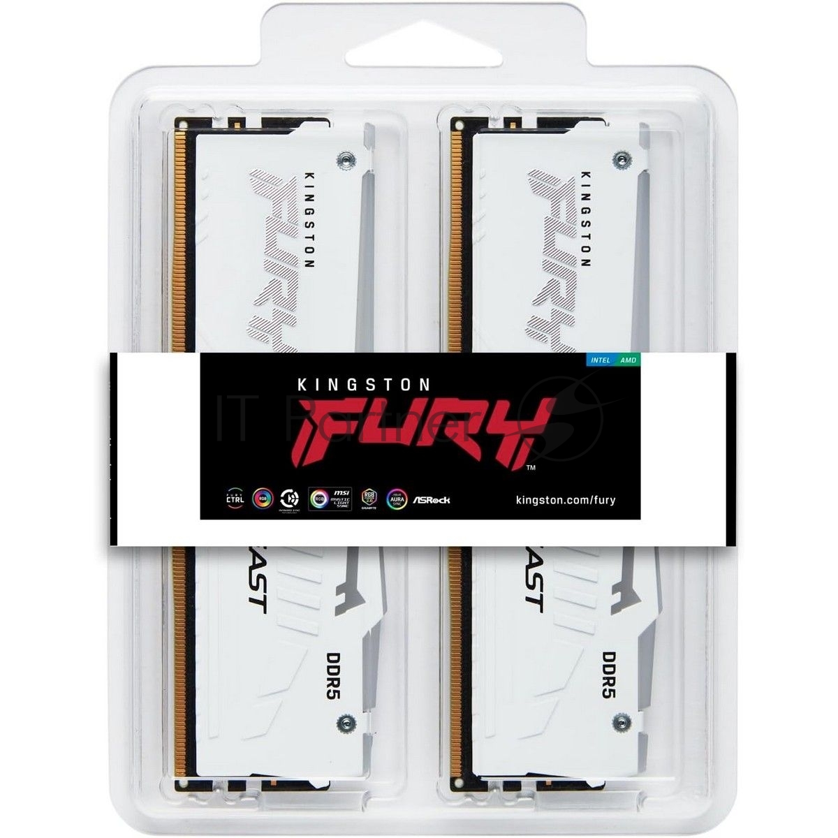 Память DDR5 2x16GB 6000MHz Kingston KF560C36BWE2AK2-32 Fury Beast White Expo RGB RTL Gaming PC5-48000 CL36 DIMM 288-pin 1.35В kit single rank с радиатором Ret