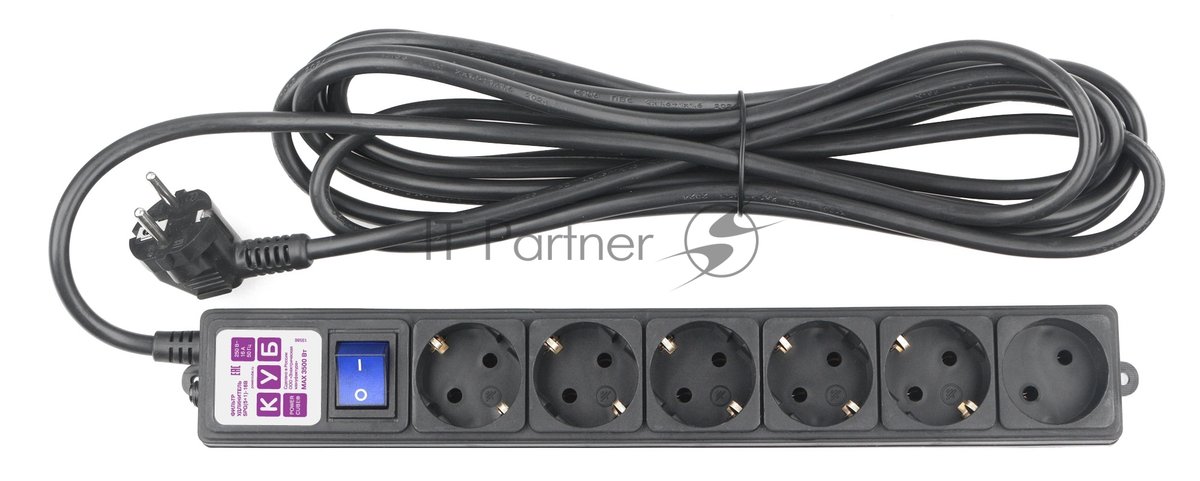 Фильтр-удлинитель PC 3 м 6 р, черный 16А, SPG6-B2