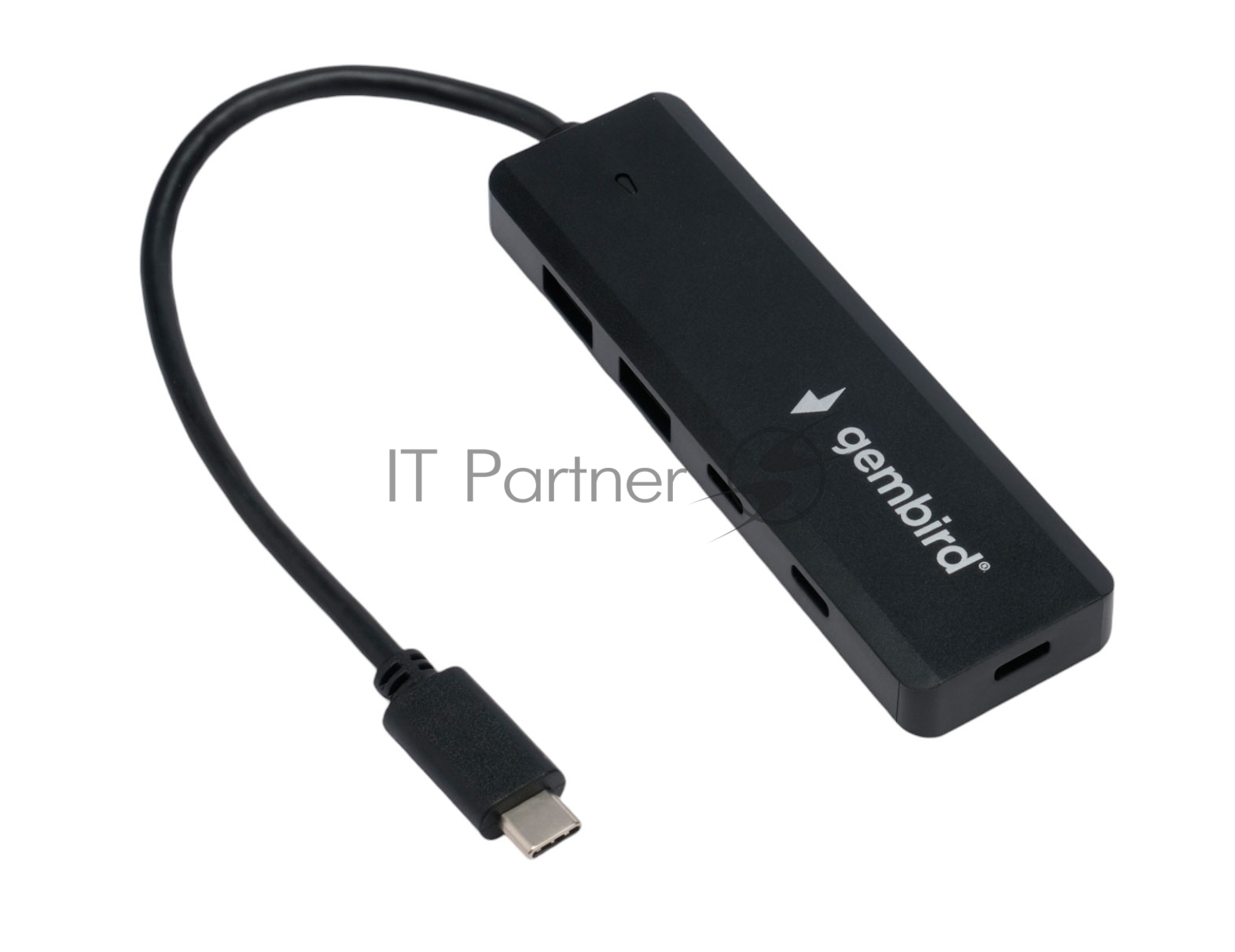 Gembird Разветвитель USB3.1 2xUSB, 2xType-C, с доп.пит (Type-C),кабель Type-C 19см, черный, коробка (UHB-C425)