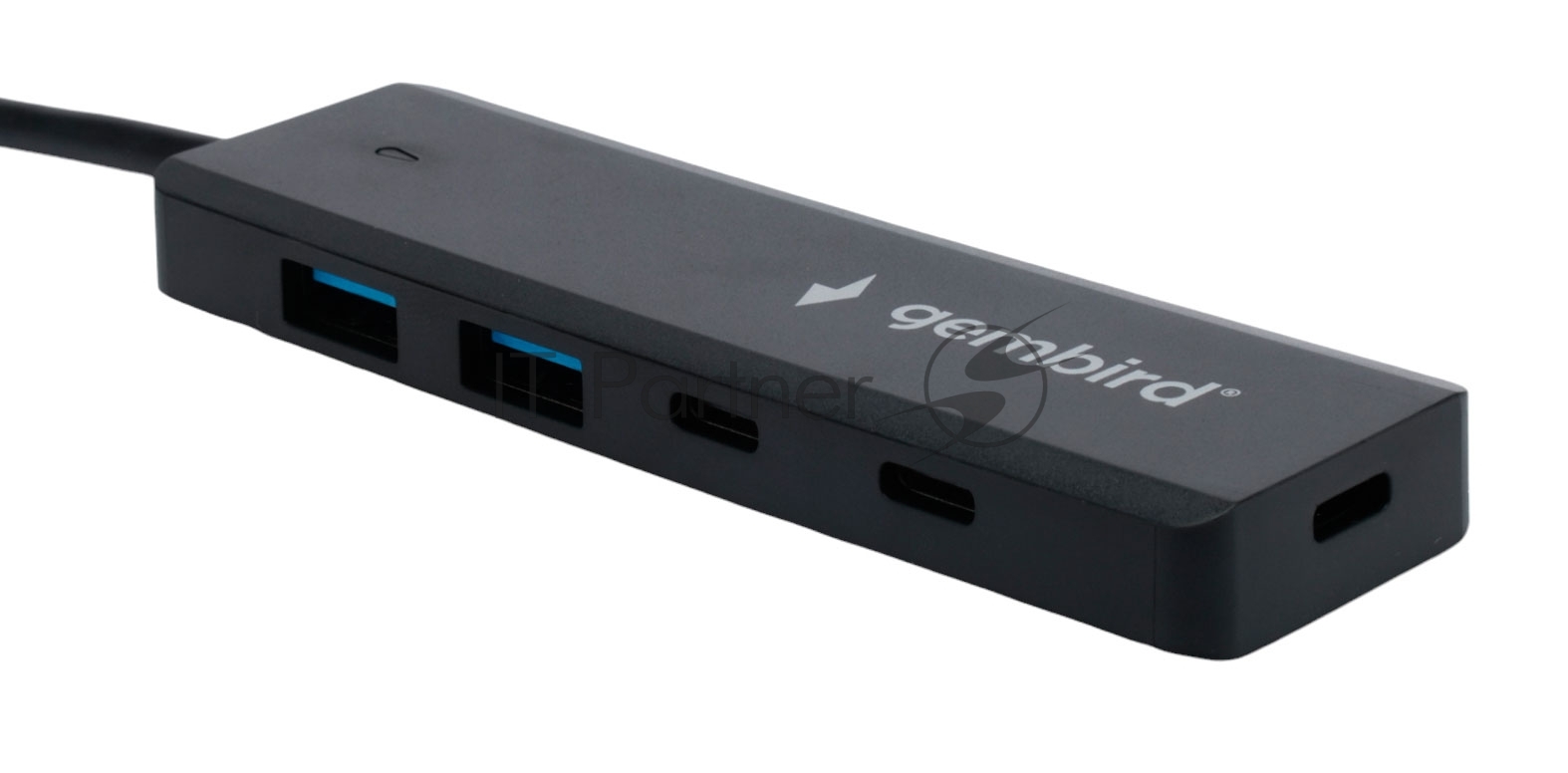 Gembird Разветвитель USB3.1 2xUSB, 2xType-C, с доп.пит (Type-C), кабель USB 19см, черный, коробка (UHB-C415)