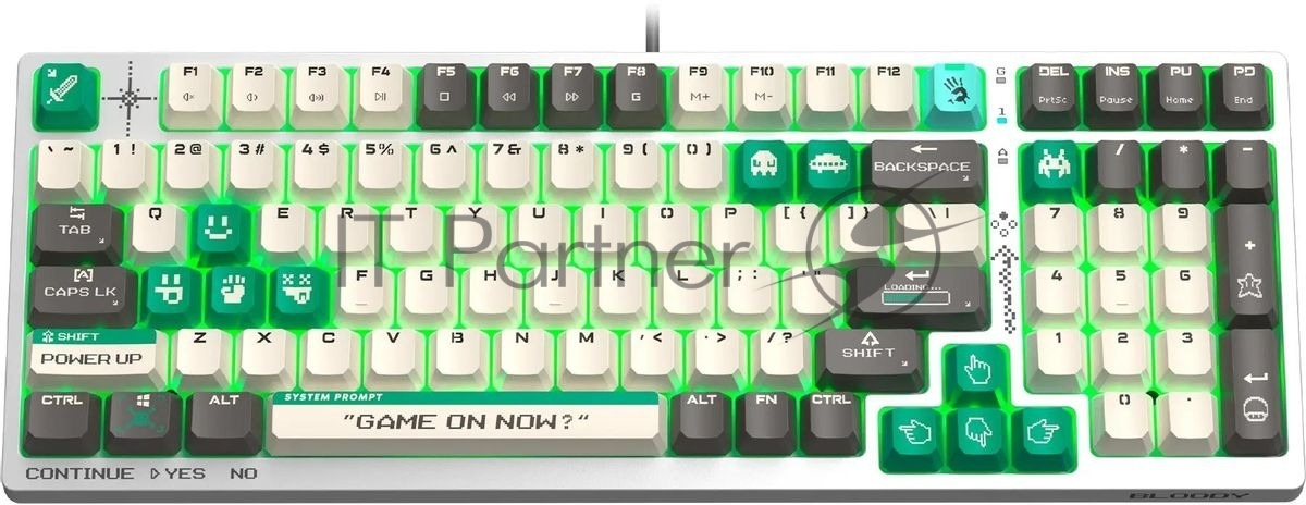 Клавиатура проводная A4Tech Bloody S98 Pixels Green USB белый/бежевый