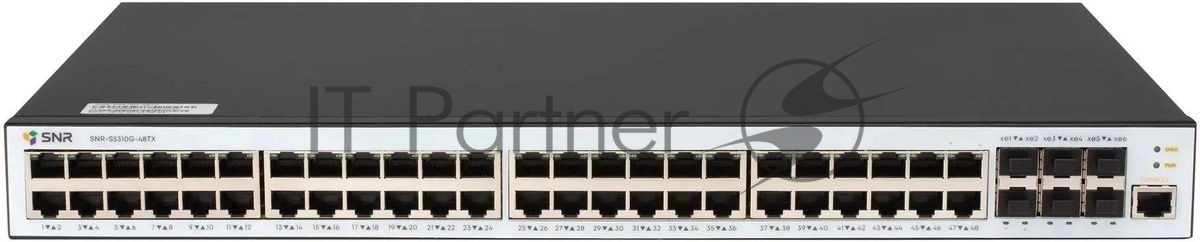Коммутатор SNR SNR-S5310G-48TX, 48×1 Гбит/с + 6×1/10 Гбит/с SFP+, управляемый