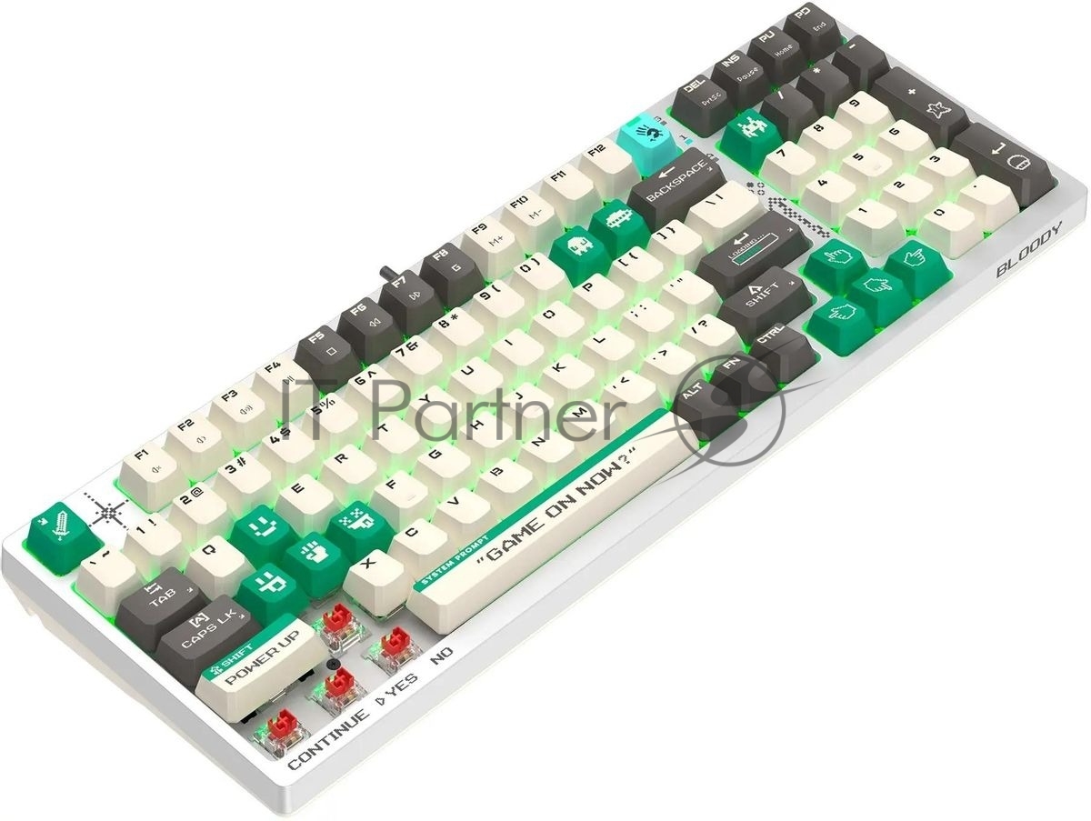 Клавиатура проводная A4Tech Bloody S98 Pixels Green USB белый/бежевый