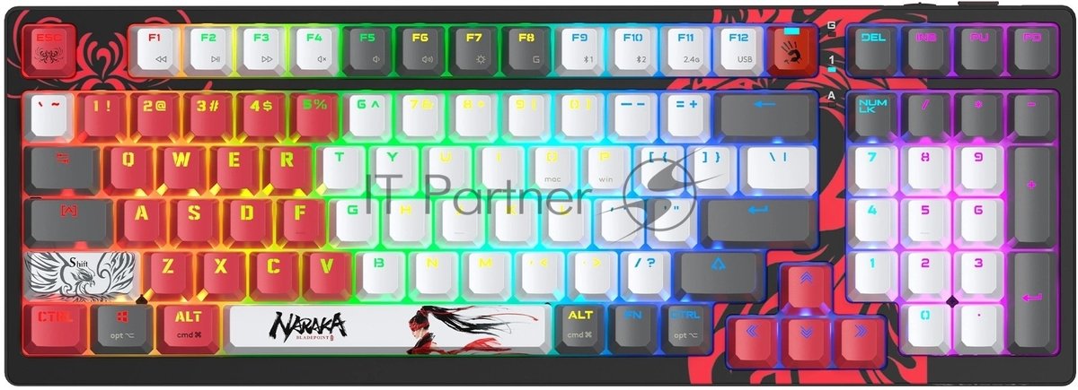 Клавиатура беспроводная механическая A4Tech Bloody WS98 Naraka USB черный/красный (WS98)