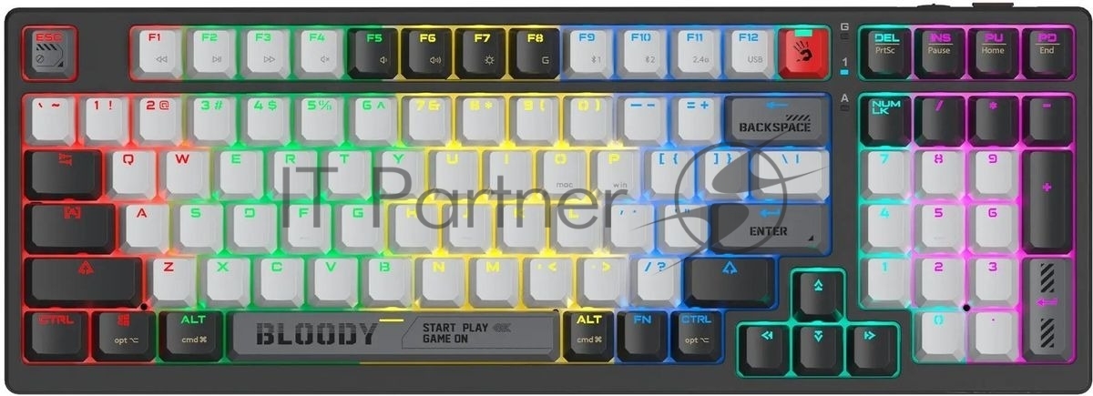 Клавиатура беспроводная механическая A4Tech Bloody WS98 USB черный/серый (WS98)