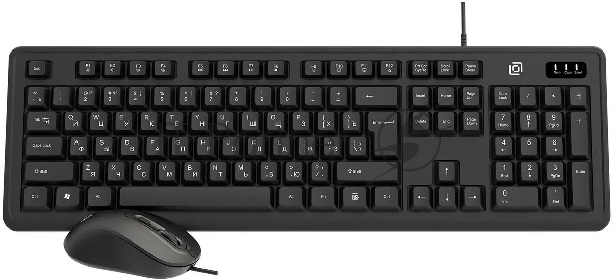 Комплект клавиатура+мышь Oklick S605 проводной, USB, 2400 DPI, чёрный