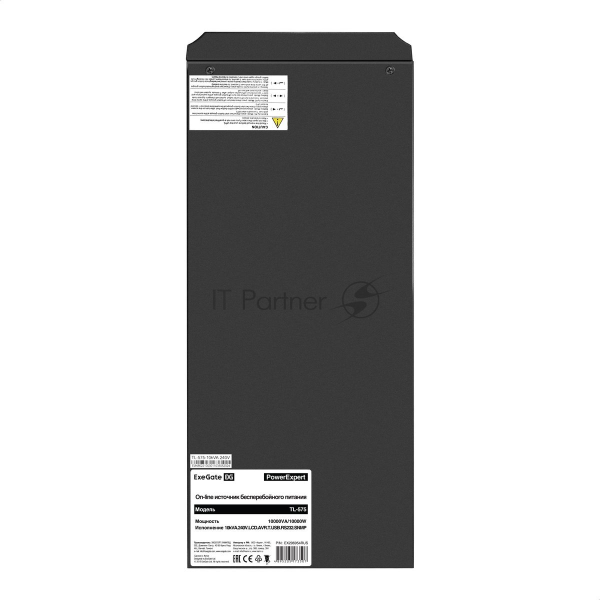 Источник бесперебойного питания On-line ExeGate PowerExpert TL-575-10kVA.240V.LCD.AVR.T.USB.RS232.SNMP 10000VA/10000W, On-Line, PF=1, LCD, клеммы, RS232, USB, SNMP-slot, встроенные батареи 12V 7.2Ah -20шт, возможность подключения до 4 внешних батарейных блоков 240В, Tower, металлический корпус на колесиках, черный