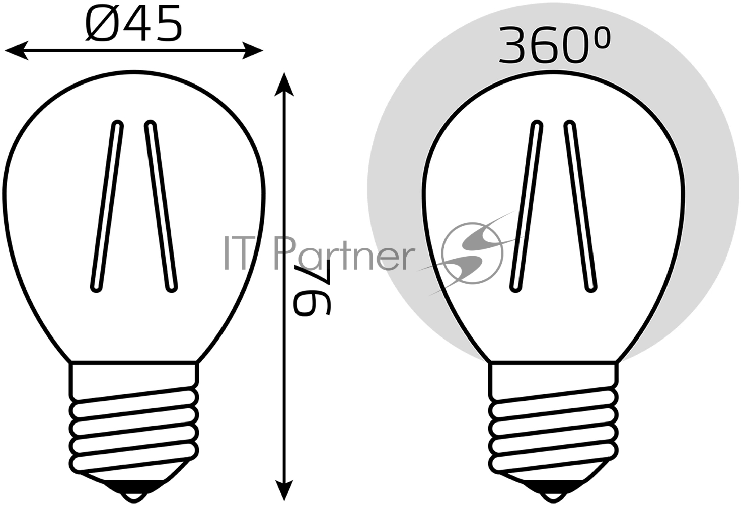 Лампа светодиодная филаментная Gauss Filament 8Вт цок.: E27 шар св. свеч. бел. нейт. (упак.: 10 шт)